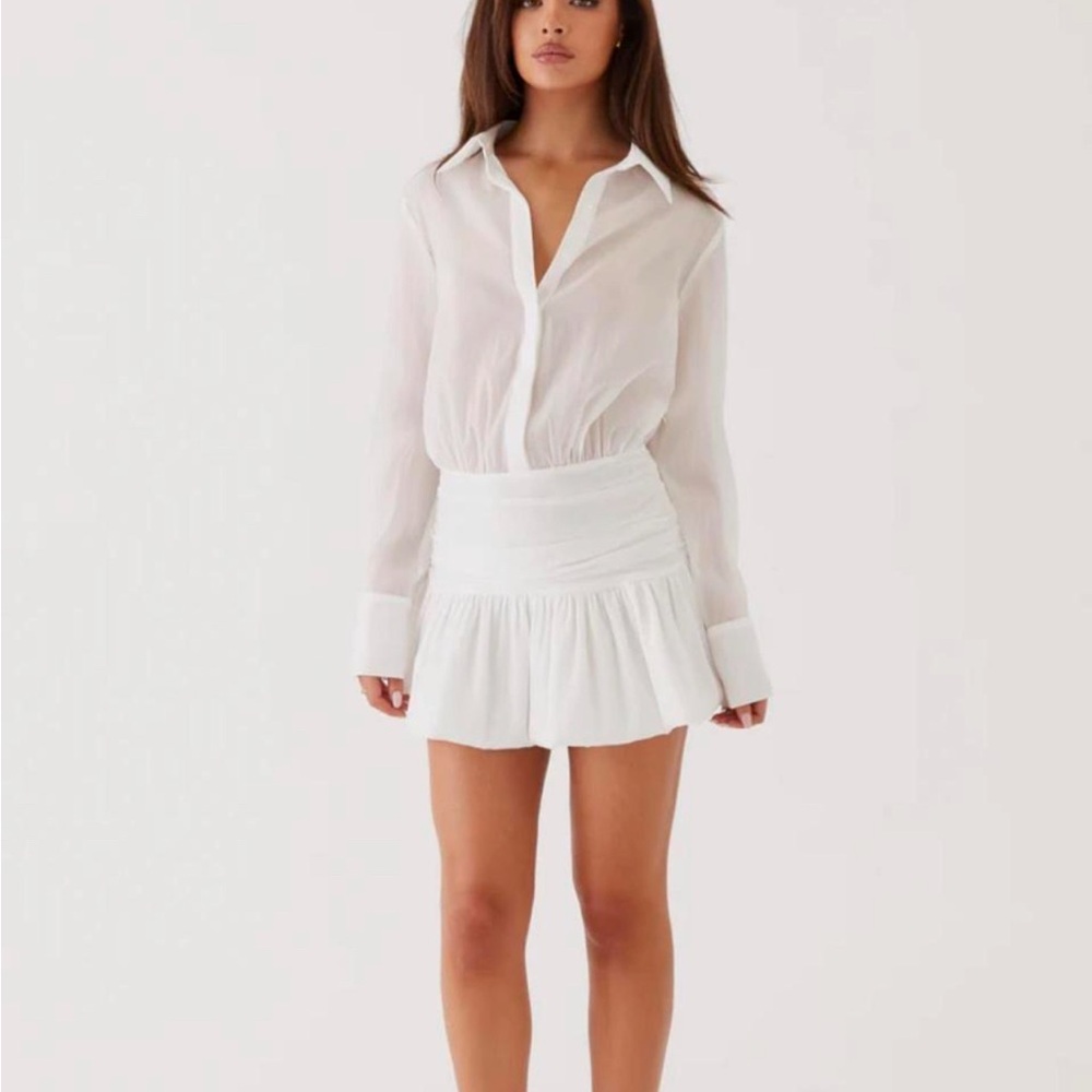 Peppermayo White Mini Shirt Dress